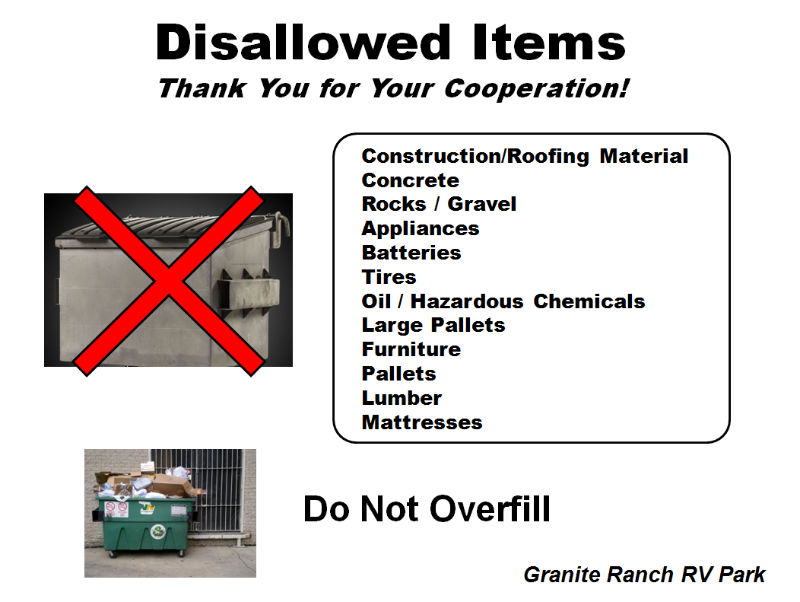 Disallowed Dumpster Items
